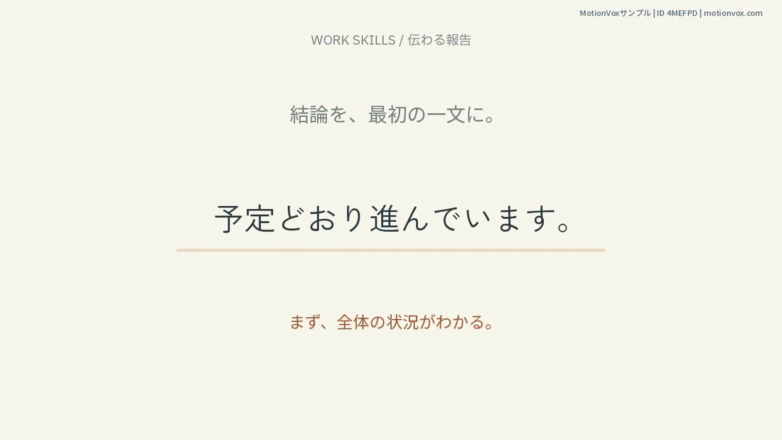 ビジネス研修・伝わる報告のテンプレート画面